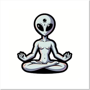 meditation peaceful alien Posters and Art